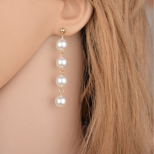 

Women's Drop Earrings Hanging Earrings Long Floating Drop Ladies Elegant Simple Style Fashion everyday Imitation Pearl Earrings Jewelry Gold / Silver For Party Casual