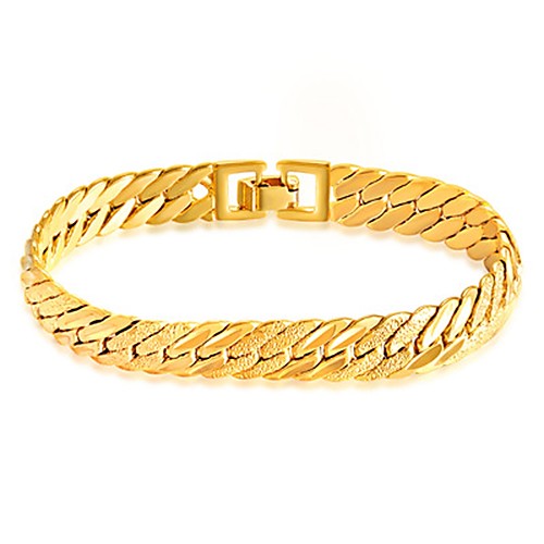 

Men's Chain Bracelet Bracelet Simple Style Fashion 18K Gold Plated Bracelet Jewelry Gold For Daily Casual / Stainless Steel