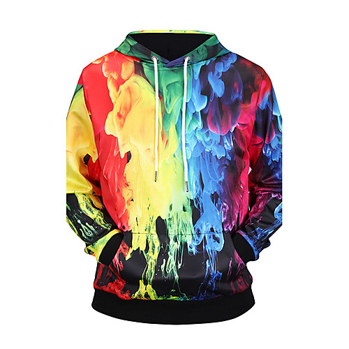 

Men's Hoodie Optical Illusion Hooded Daily Going out Weekend Hoodies Sweatshirts Long Sleeve Lavender Rainbow / Fall