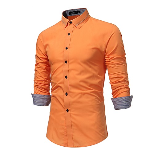 

Men's Shirt Solid Colored Plus Size Long Sleeve Daily Tops Black Orange Gray