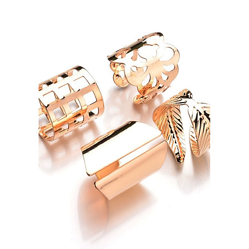 

Ring Gold Silver Metal Alloy Leaf Ladies Unusual Unique Design Adjustable / Women's