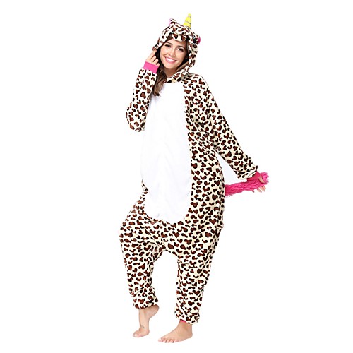 

Adults' Kigurumi Pajamas Unicorn Pony Onesie Pajamas Flannel Toison Brown Cosplay For Men and Women Animal Sleepwear Cartoon Festival / Holiday Costumes