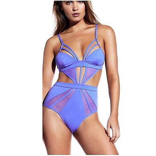 

Women's One Piece Swimsuit Solid Colored Padded Swimwear Swimwear Amethyst White Breathable Swimming Beach Summer / Nylon / Stretchy