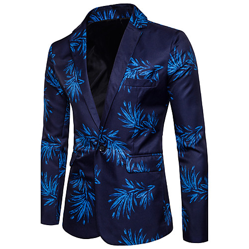 

Blue / Red Slim Cotton / Polyester Men's Suit - V Neck / Spring / Summer / Long Sleeve / Club / Print