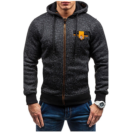

Men's Hoodie Solid Colored Hooded Daily Sports Streetwear Hoodies Sweatshirts Long Sleeve Black Light gray Dark Gray / Fall / Winter