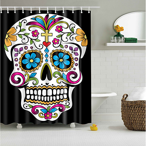 

Shower Curtains & Hooks Polyester Skull Hand Made