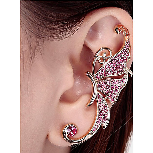 

Women's Stud Earrings Clip on Earring Climber Earrings cuff Animal Ladies Personalized Fashion Rhinestone Earrings Jewelry Silver / Pink For Casual Street