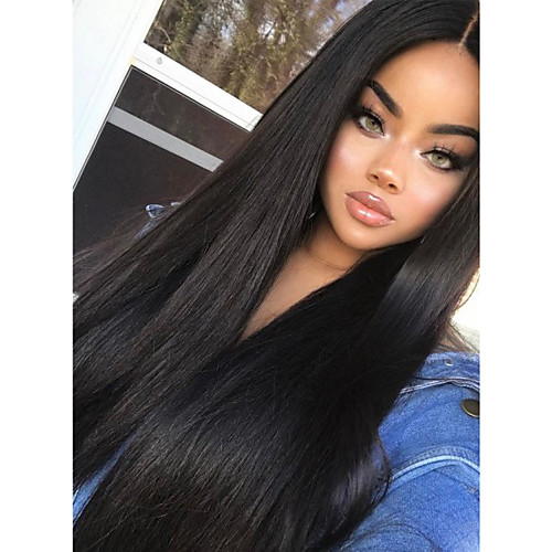 

Remy Human Hair Full Lace Wig style Indian Hair Straight Wig 180% Density with Baby Hair 100% Hand Tied Women's Long Human Hair Lace Wig