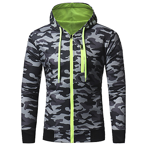 

Men's Hoodie Zip Up Hoodie Print Hooded Daily Sports Vintage Hoodies Sweatshirts Long Sleeve Brown Gray / Fall