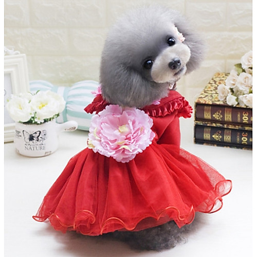 

Dog Dress Princess Casual / Daily Wedding Party Winter Dog Clothes Puppy Clothes Dog Outfits Red Pink Green Costume for Girl and Boy Dog Cotton S M L XL XXL