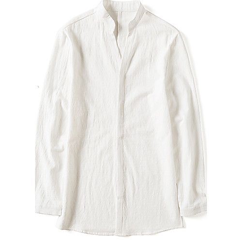 

Men's Shirt Solid Colored Long Sleeve Daily Tops Cotton White Navy Blue