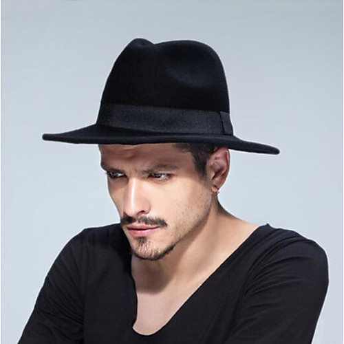 

Unisex Fedora Hat Wool Blends Cotton Traditional / Vintage - Solid Colored Pure Color Fall Winter Wine Black Red