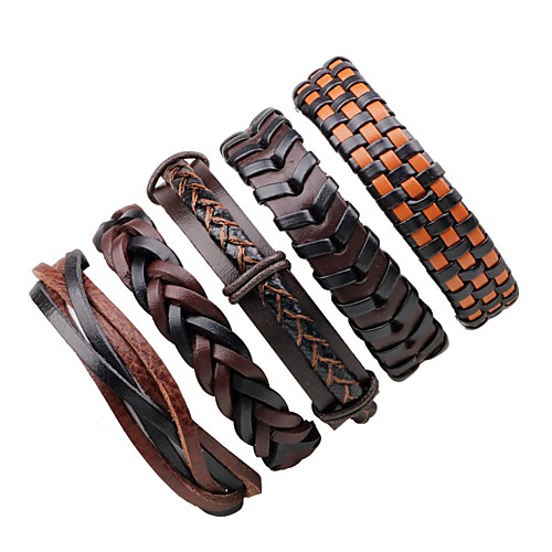 

Men's Women's Wrap Bracelet Leather Bracelet woven Rock Leather Bracelet Jewelry Brown For Halloween Going out