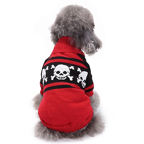 

Dog Halloween Costumes Sweater Puppy Clothes Skull Halloween Winter Dog Clothes Puppy Clothes Dog Outfits Red Costume for Girl and Boy Dog Chinlon XXS XS S M L XL