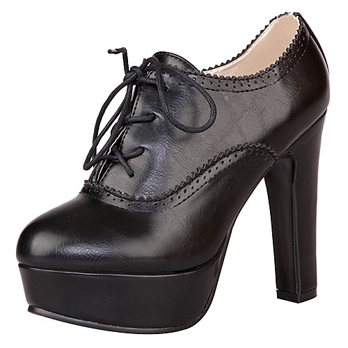 

Women's Boots Plus Size Platform Chunky Heel Pointed Toe Booties Ankle Boots Basic Pump Fashion Boots Office & Career PU Lace-up Summer White Black Khaki / EU36