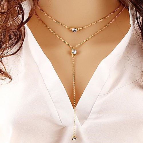 

Women's Crystal Pendant Necklace Y Necklace Ladies Bohemian Fashion Vintage Crystal Alloy Gold Necklace Jewelry For Street Gift Casual