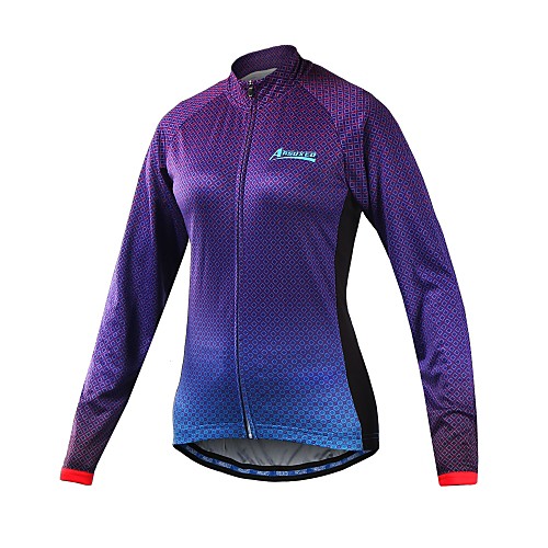 

Arsuxeo Women's Long Sleeve Cycling Jersey Winter Fleece Purple Gradient Bike Jersey Mountain Bike MTB Road Bike Cycling Reflective Strips Sports Clothing Apparel / Stretchy
