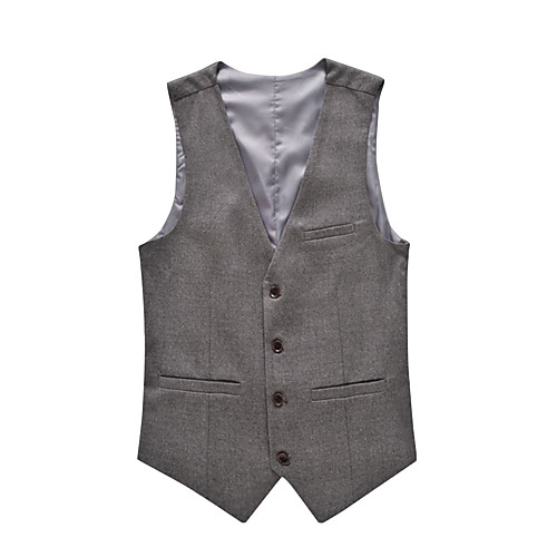 

Men's Spring Fall Vest Work Plus Size V Neck Regular Solid Colored Sleeveless Wine / Black / Gray M / L / XL