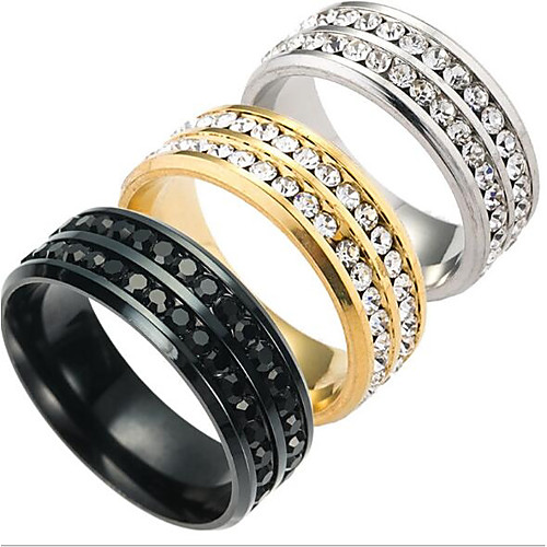 

Band Ring Round Cut Black Gold Silver Titanium Steel Fashion 6 7 8 9 10 / Men's