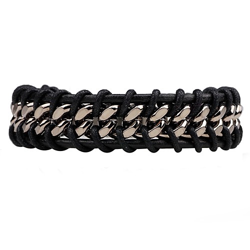 

Men's Women's Chain Bracelet Leather Bracelet woven Simple Style Fashion Leather Bracelet Jewelry Black / Brown For Daily Casual