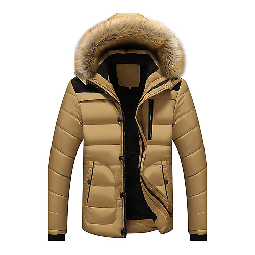 

Men's Solid Colored Oversized Streetwear Winter Padded Short Daily Long Sleeve Eco-friendly Polyester Coat Tops Black