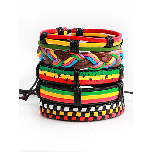 

Men's Women's Leather Bracelet Star Fashion Hip-Hop Leather Bracelet Jewelry Rainbow For Stage Club