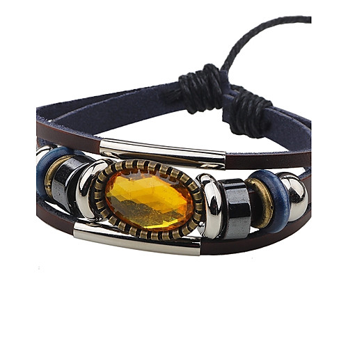 

Men's Women's AAA Cubic Zirconia Leather Bracelet Luxury Vintage Leather Bracelet Jewelry Coffee For Casual Going out