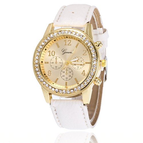 

Women's Wrist Watch Simulated Diamond Watch Analog Quartz Ladies Imitation Diamond / Quilted PU Leather