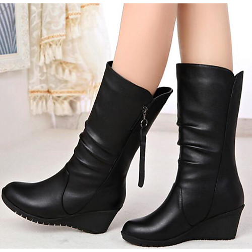 

Women's Boots Flat Heel Mid Calf Boots Fashion Boots Nappa Leather Winter Black / Booties / Ankle Boots / Mid-Calf Boots / Booties / Ankle Boots / EU39