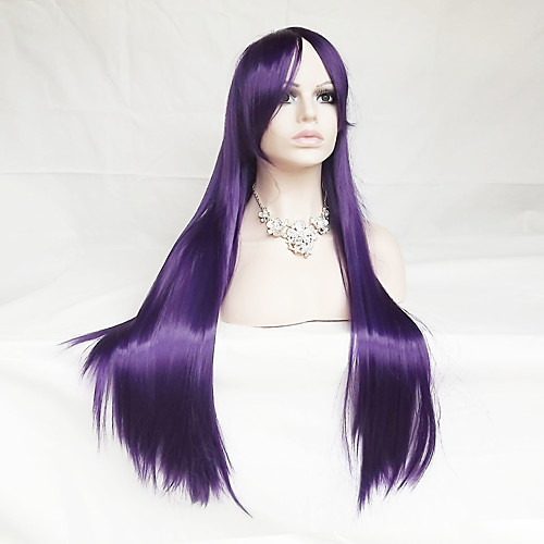 

Cosplay Costume Wig Synthetic Wig Cosplay Wig Straight Straight Asymmetrical With Bangs Wig Long Purple Synthetic Hair Women's Natural Hairline Purple
