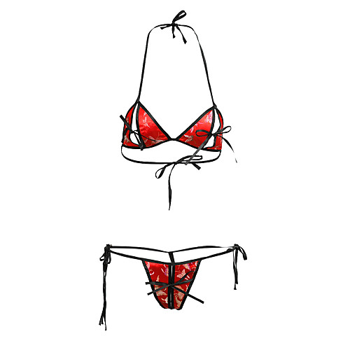 

Women's Strapped 3/4 Cup Bra & Panty Set Jacquard Red