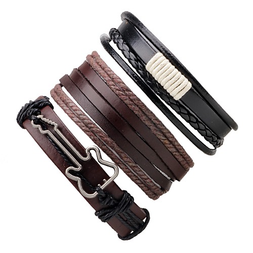 

Men's Women's Wrap Bracelet Leather Bracelet Rope Twisted woven Music Guitar Leather Bracelet Jewelry Coffee For Gift Going out