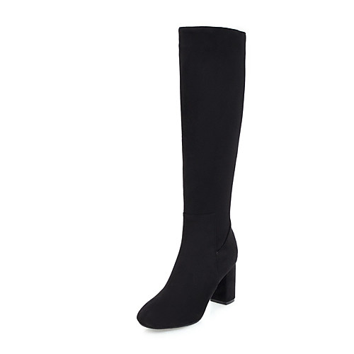 

Women's Boots Knee High Boots Chunky Heel Round Toe Zipper Leatherette Knee High Boots Riding Boots / Fashion Boots Winter Black / Red / Dark Blue / EU39