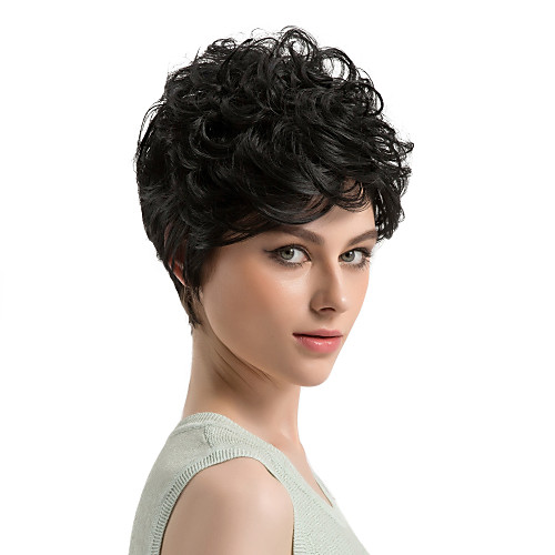 

Synthetic Wig Curly Curly Wig Short Black#1B Synthetic Hair Women's African American Wig Black MAYSU