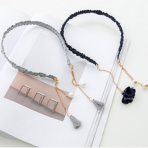 

Pure Handmade Tassel Pearl Pendant Fine Side Hair Band Hoop Simple Retro Card 2PCS