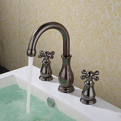 

Widespread Ceramic Valve Three Holes Oil-rubbed Bronze, Bathroom Sink Faucet