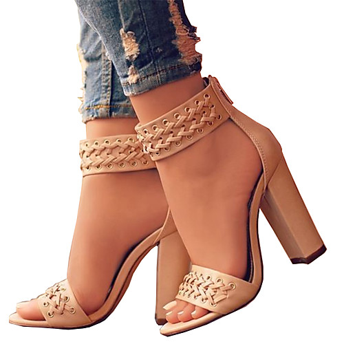 

Women's Sandals Open Toe Zipper PU Comfort / Novelty Spring / Summer Black / Beige / Wedding / Party & Evening / Party & Evening / EU42
