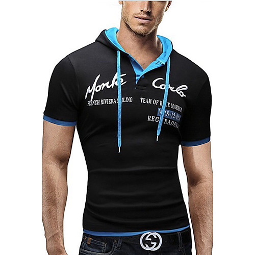 

Men's T shirt Graphic Letter Short Sleeve Daily Tops Cotton Black Blue Red