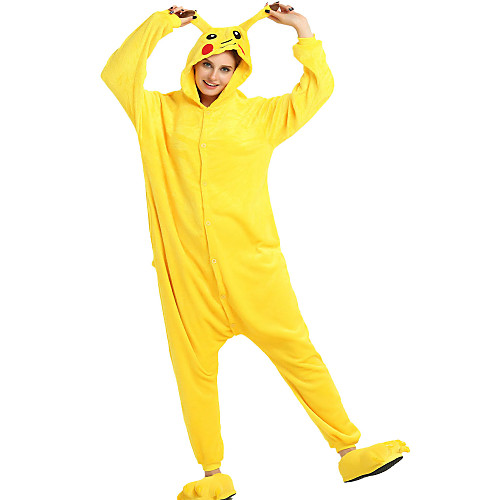 

Adults' Halloween Props Holiday Jewelry Kigurumi Pajamas Pika Pika Onesie Pajamas Flannel Toison Yellow Cosplay For Men and Women Animal Sleepwear Cartoon Festival / Holiday Costumes