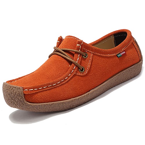 

Women's Loafers & Slip-Ons Round Toe Comfort Moccasin Nubuck Suede Winter Black Yellow Red / EU41