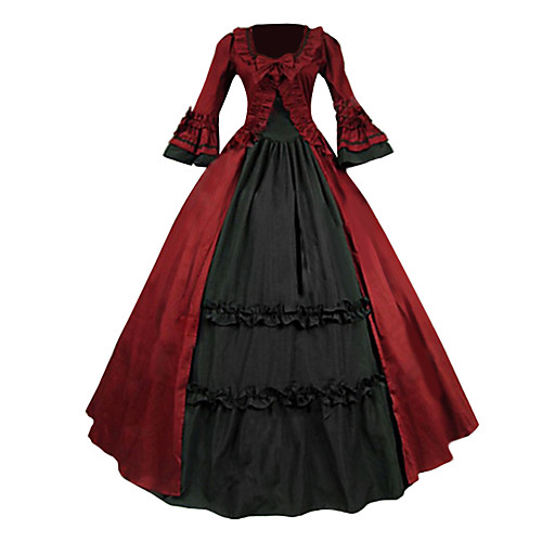 

Victorian Medieval 18th Century Dress Party Costume Masquerade Women's Lace Cotton Costume Red Vintage Cosplay Party Prom Long Sleeve Long Length Ball Gown