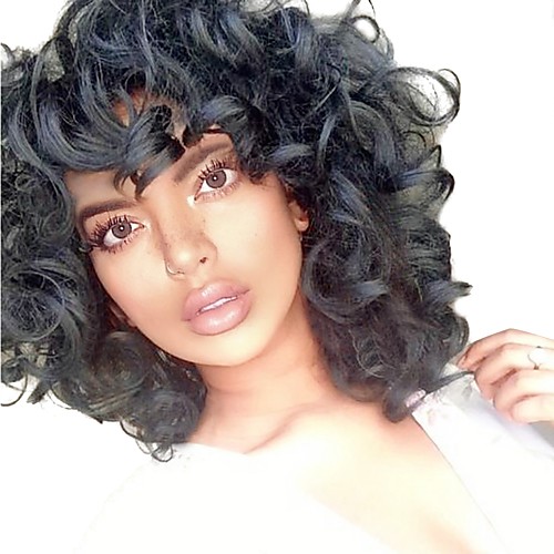 

Synthetic Wig Curly Berry Curly Short Hairstyles 2020 Wig Medium Length Black#1B Synthetic Hair Women's African American Wig Black StrongBeauty