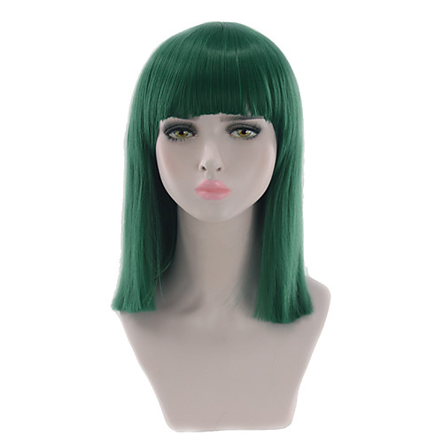 

Synthetic Wig Straight Straight Bob With Bangs Wig Blonde Short Medium Length Brown Grey Strawberry Blonde#27 White Blue Synthetic Hair Women's Natural Hairline Blonde Green