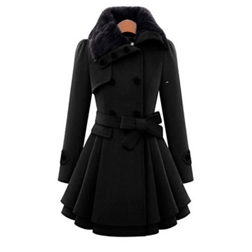 

Women's Coat Solid Colored Vintage Style Classic & Timeless Winter Peaked Lapel Coat Long Day Clutches Long Sleeve Nylon Coat Tops Camel
