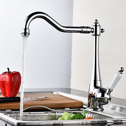 

Kitchen faucet Chrome Standard Spout Centerset Modern Style Kitchen Taps