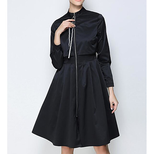 

Women's Trench Coat Solid Colored Streetwear Fall Trench Coat Long Going out Long Sleeve Others Coat Tops Black