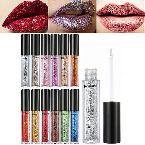 

12 Colors Daily Makeup Makeup Tools Liquid Lip Gloss Sequins / Ammonia Free / Formaldehyde Free Dry / Wet / Shimmer Shimmer glitter gloss / Coloured gloss Makeup Cosmetic Daily Grooming Supplies