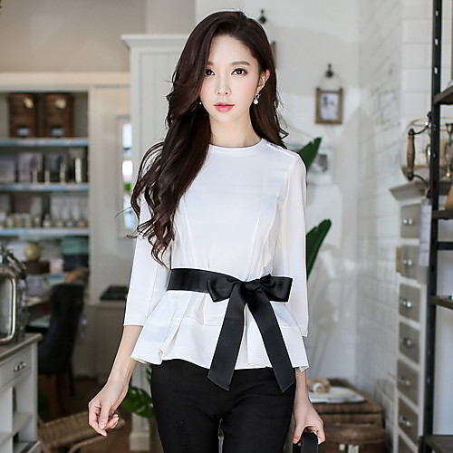 

Women's Going out Vintage / Street chic T-shirt - Solid Colored Bow