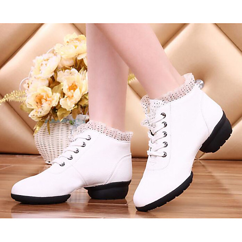 

Women's Dance Sneakers Practice Trainning Dance Shoes Heel Platform White Red