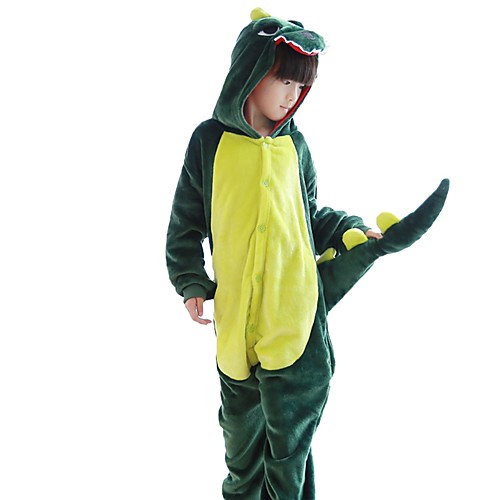 

Kid's Kigurumi Pajamas Dinosaur Onesie Pajamas Flannel Fabric Green / Pink Cosplay For Boys and Girls Animal Sleepwear Cartoon Festival / Holiday Costumes